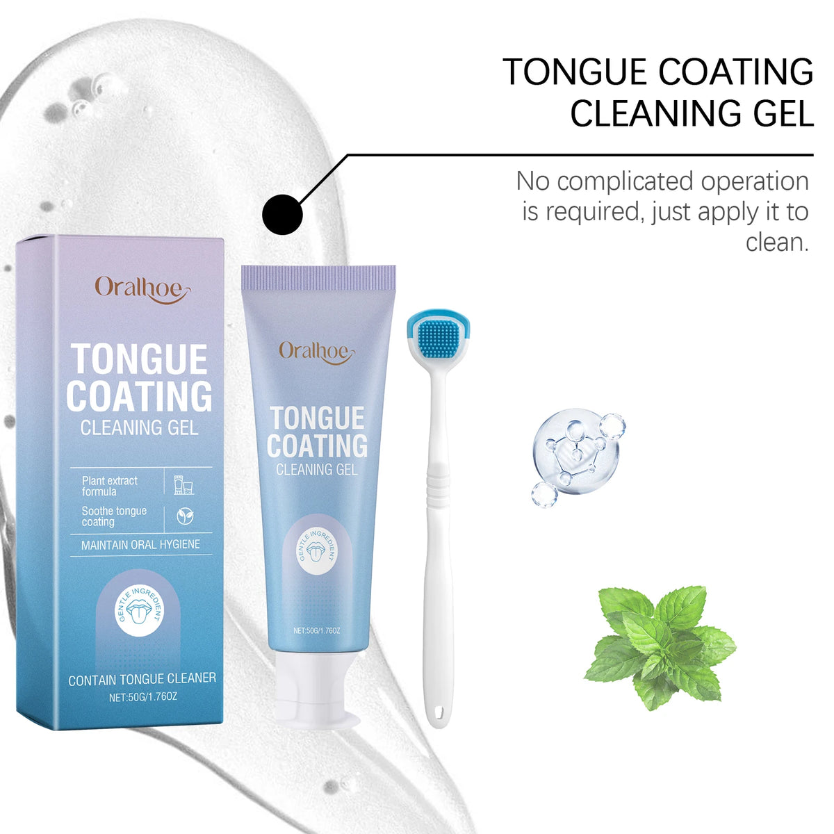 Tongue Cleaning Gel and Scraper Kit for Fresh Breath