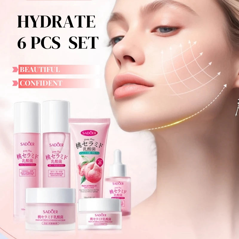 Hydrating Peach Extract 6-Piece Facial Skincare Set