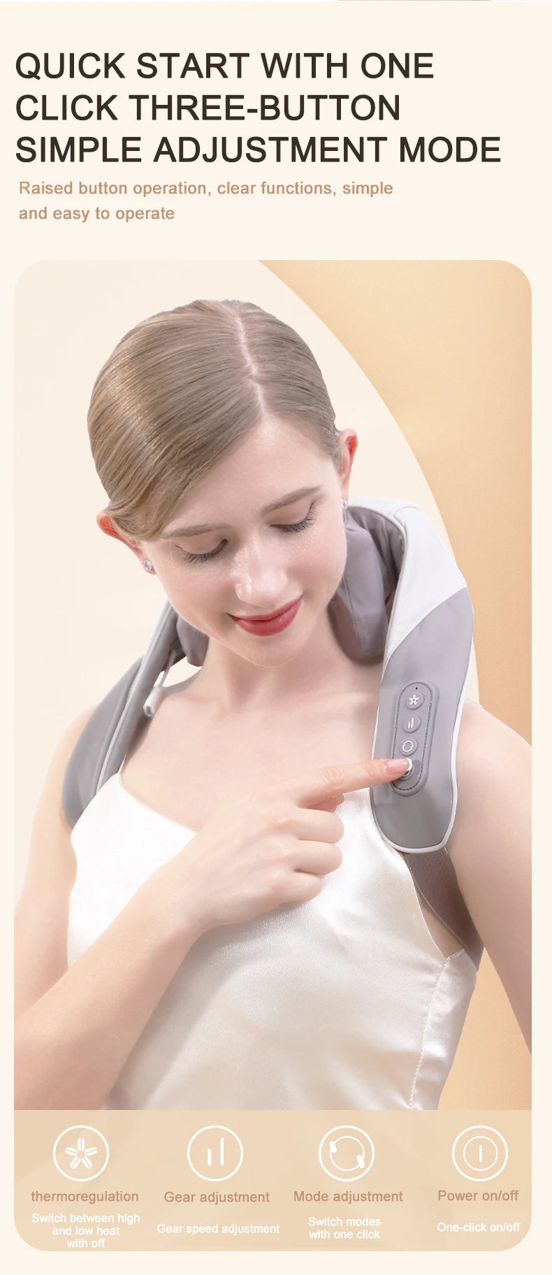 Wireless 6D Neck and Shoulder Deep Tissue Massager with Heat