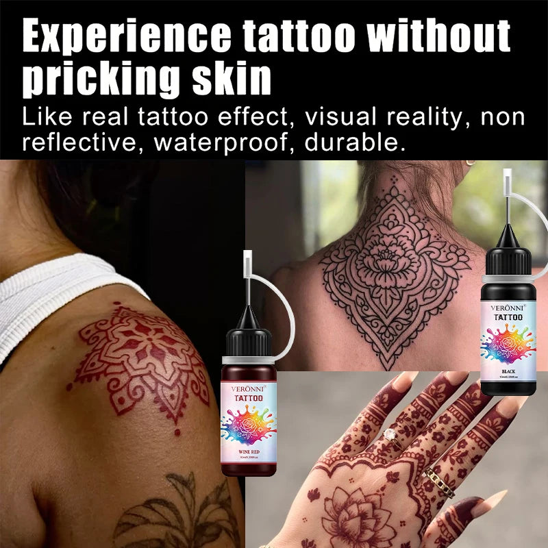 Temporary Tattoo Ink Kit with Stencils for DIY Body Art
