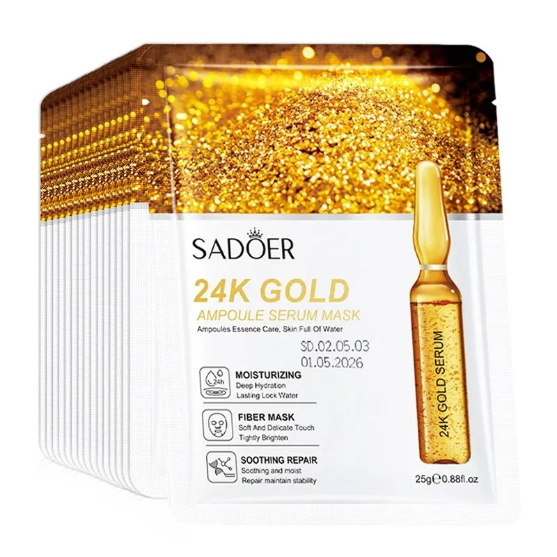 24K Gold Hydrating Ampoule Facial Sheet Mask Set