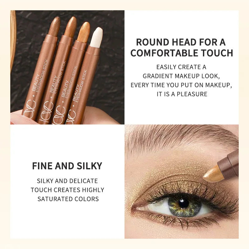 Waterproof Shimmer Eyeshadow Stick for Long-Lasting Eye Makeup