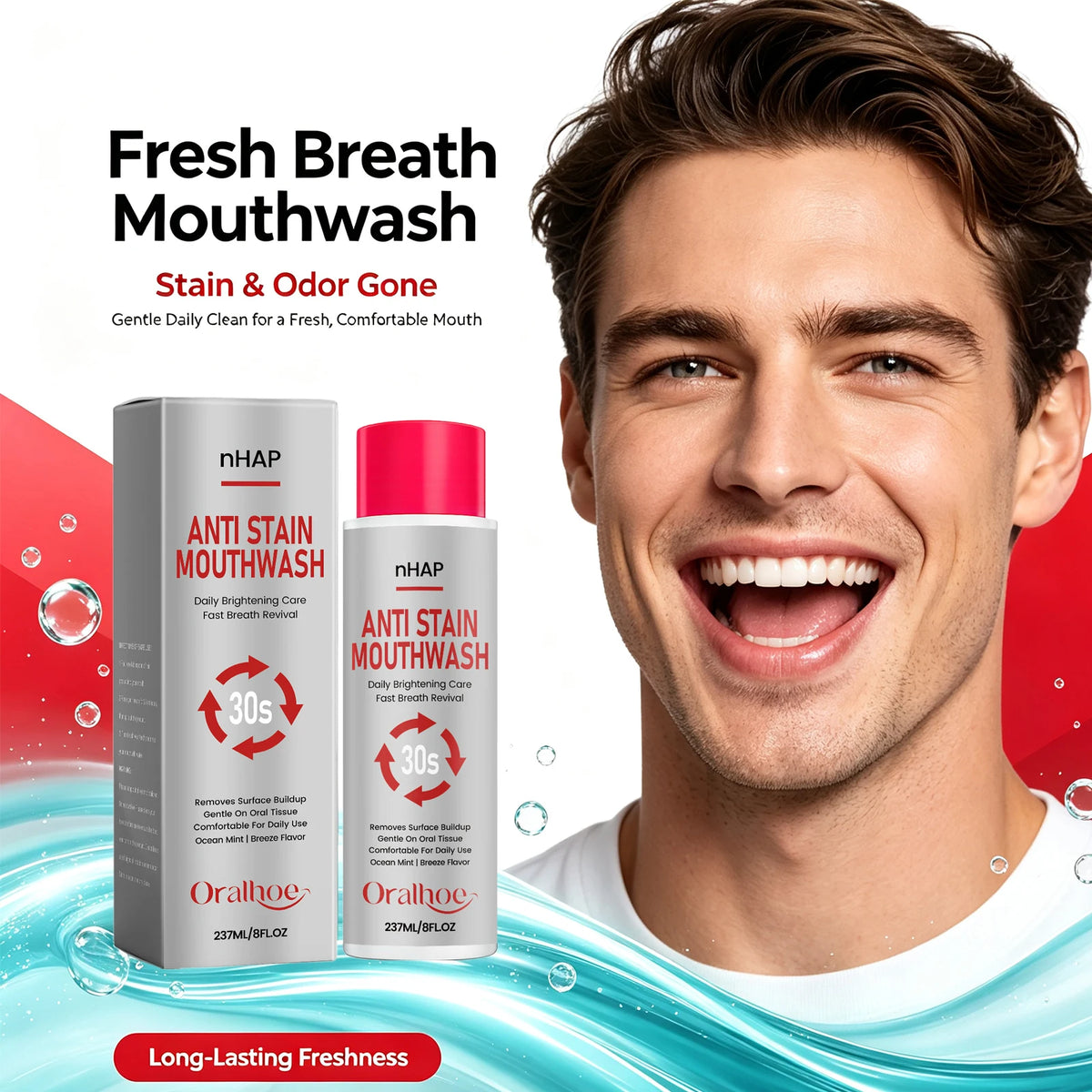 Anti-Stain Whitening Mouthwash for Fresh Breath