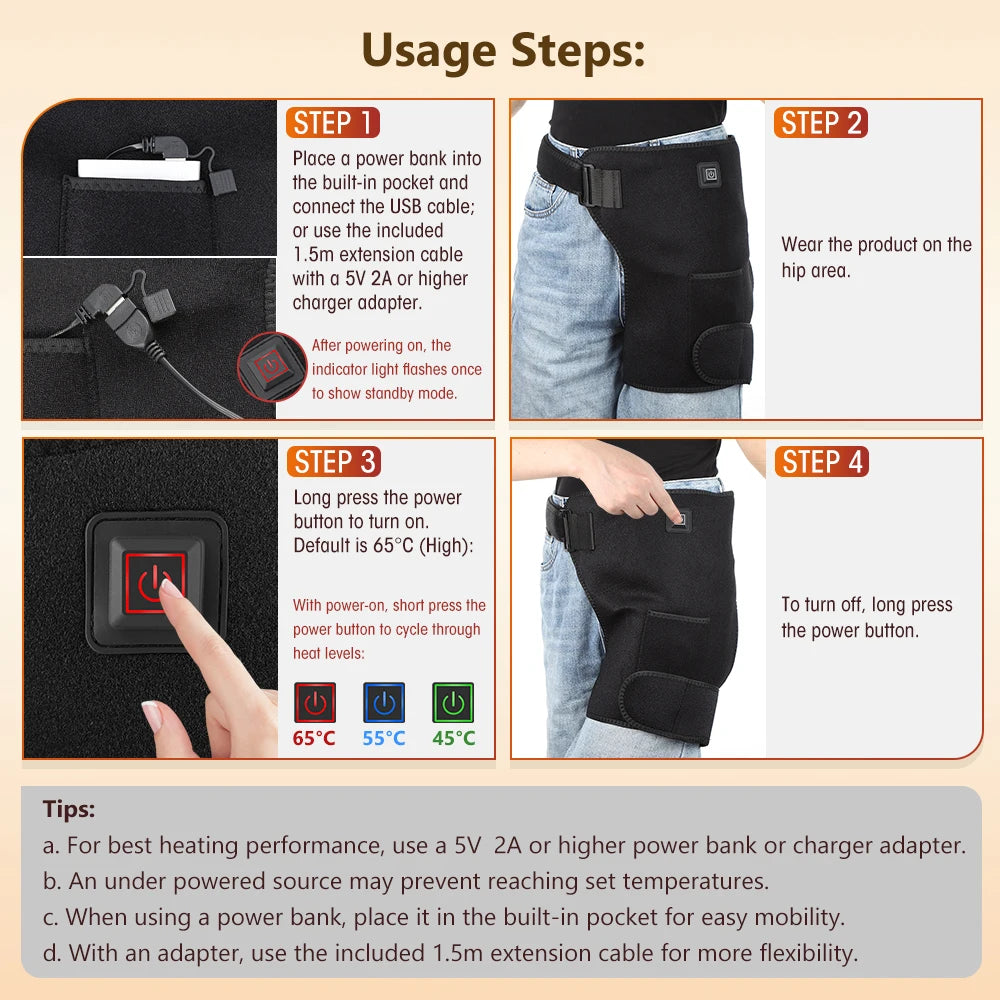 Red Light Therapy Heating Hip and Thigh Support Wrap - 14