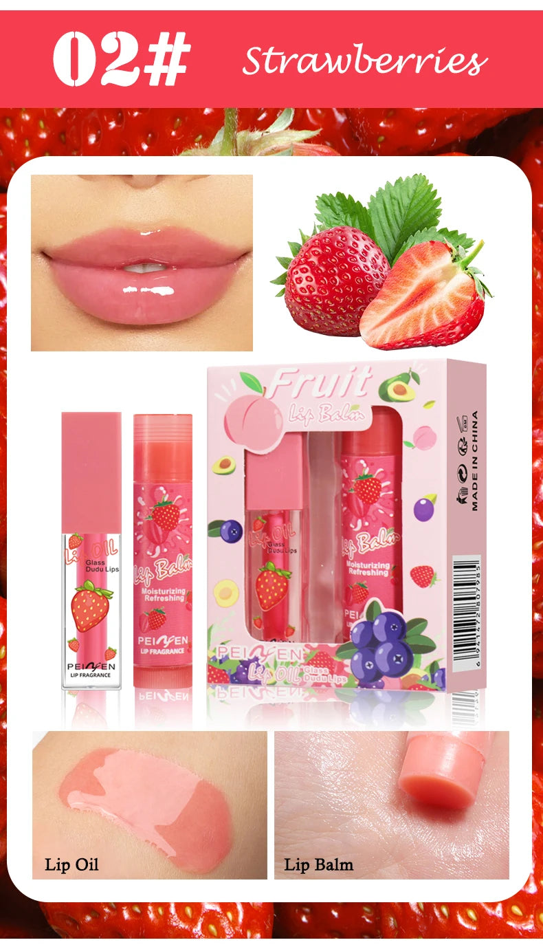Fruit Scented Moisturizing Lip Oil and Balm Set