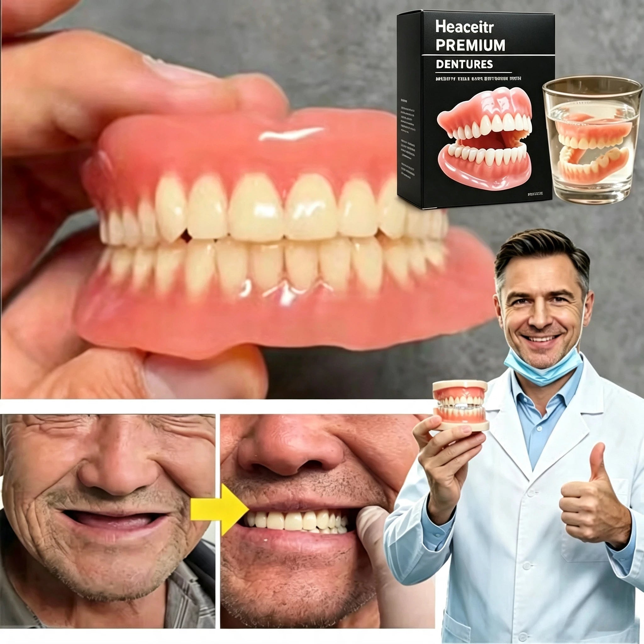 Custom Fit Silicone Cosmetic Dentures - 4