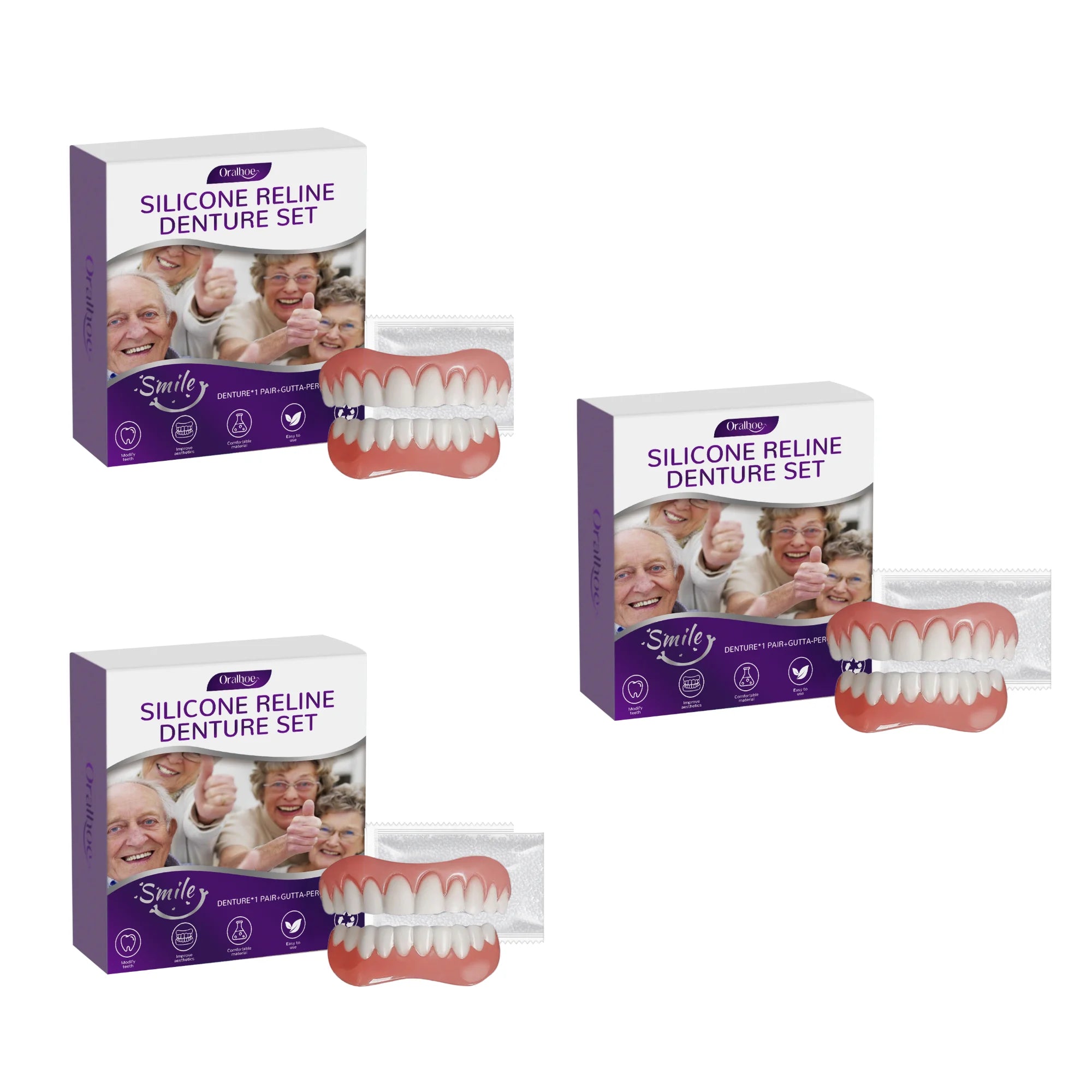 Cosmetic Silicone Denture Set for Instant Natural Smile - 14