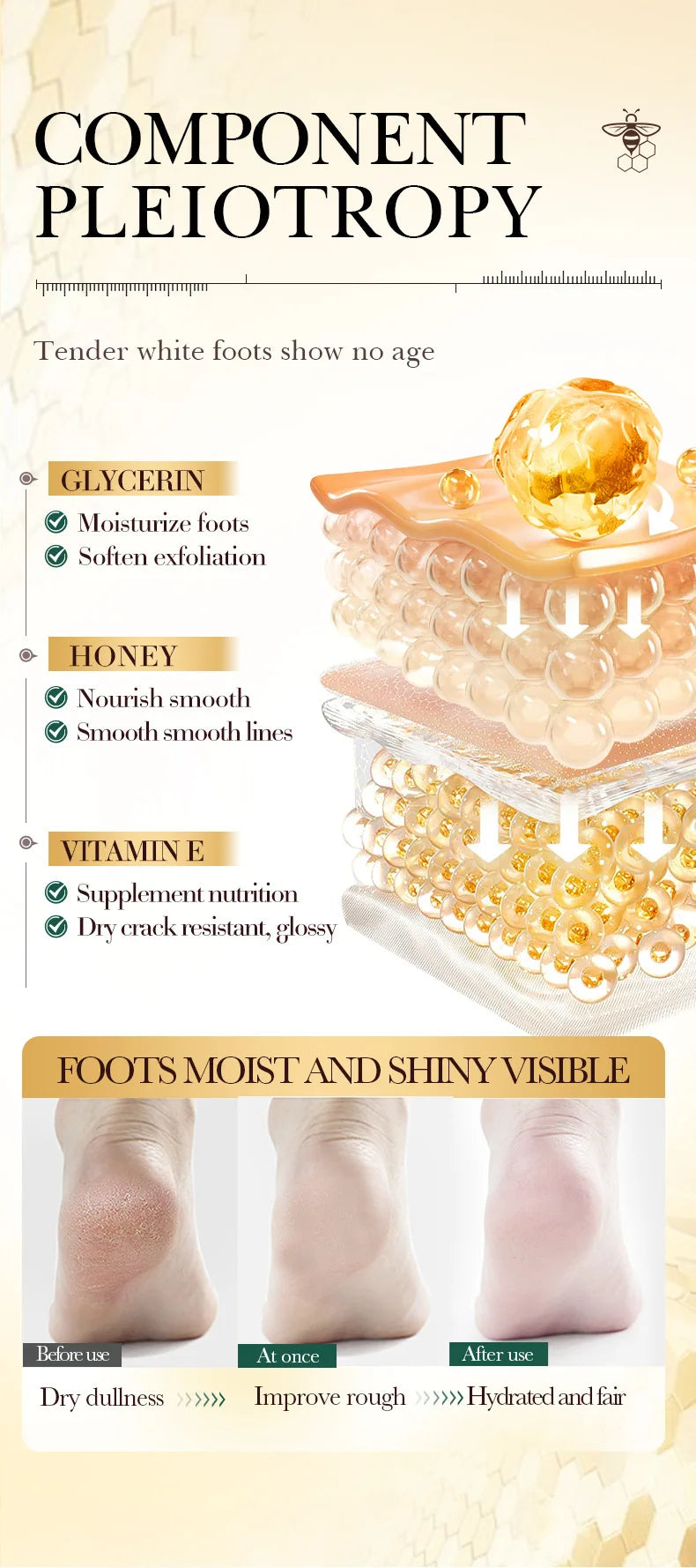 Vitamin E Manuka Honey Moisturizing Foot Mask - 12