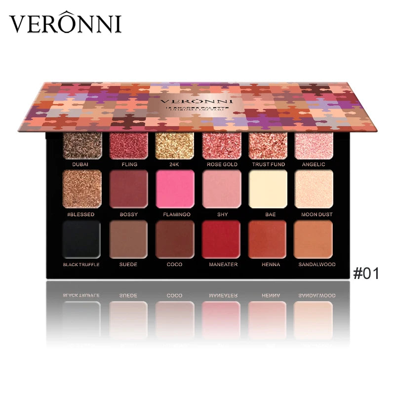 18-Color Waterproof Long-Lasting Eyeshadow Palette