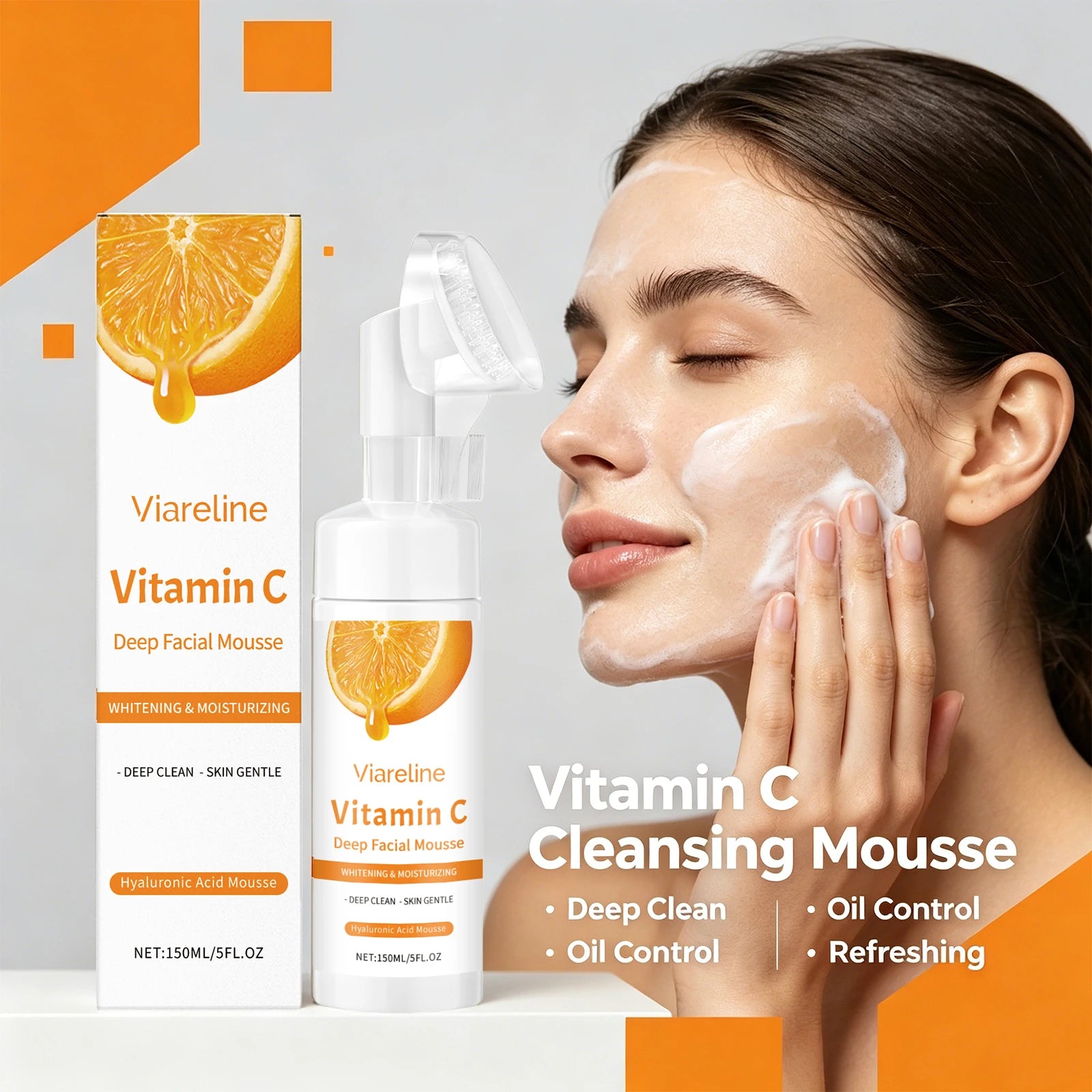 Brightening Vitamin C Facial Cleanser with Exfoliating Brush - 4