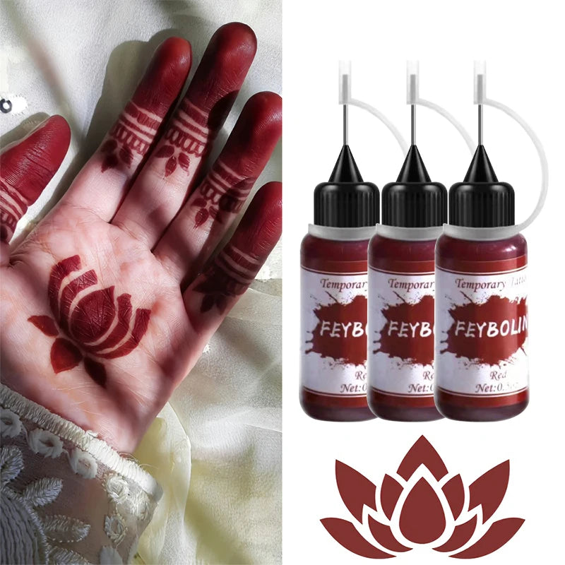 Long-Lasting Red Henna Temporary Tattoo Gel for Body Art - 9