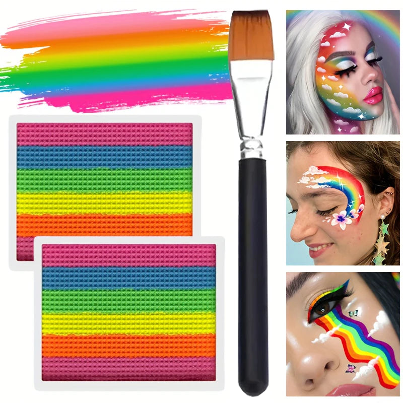 Rainbow Face and Body Paint Kit for Halloween and Parties