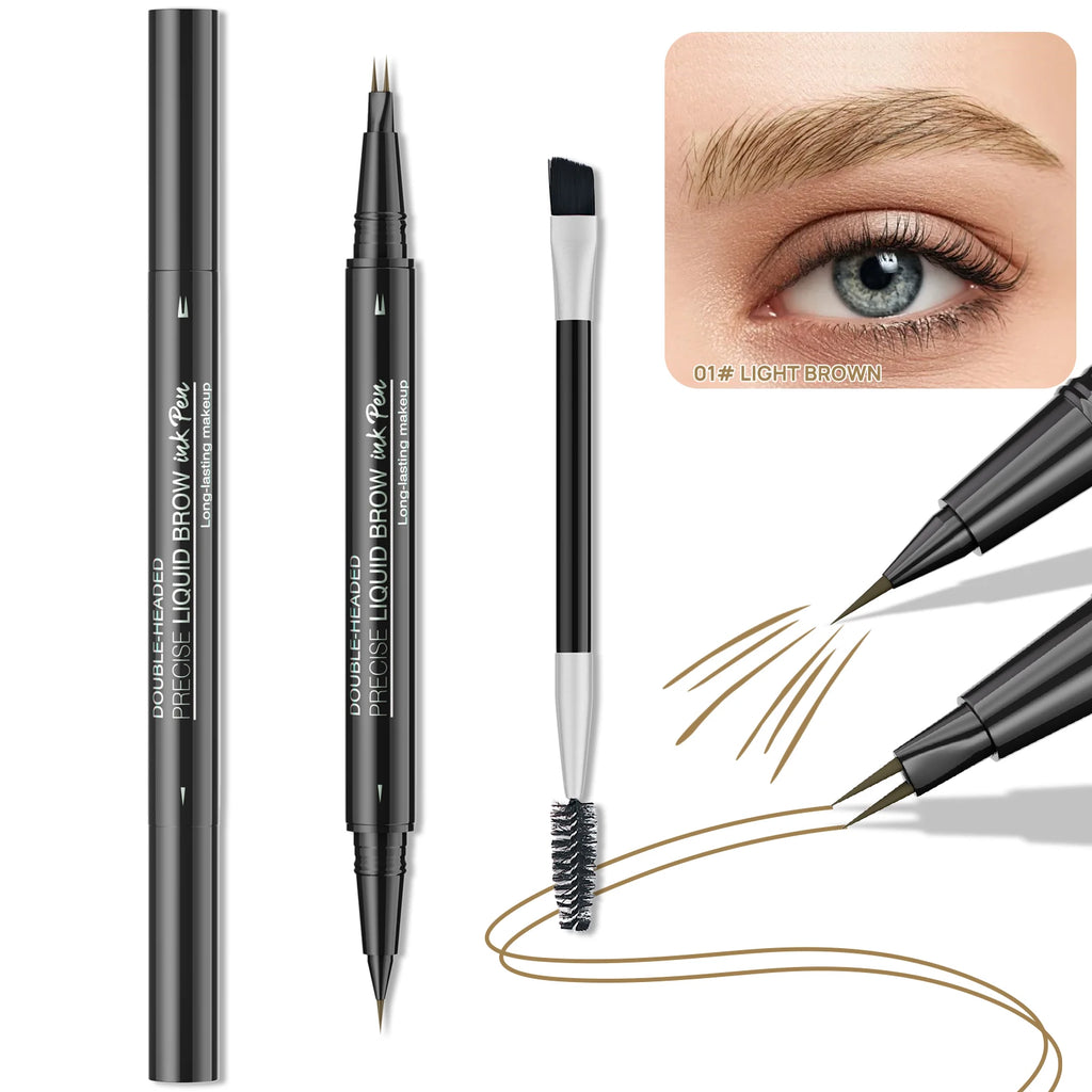 Waterproof Double-Ended Eyebrow Pen for Natural Brows