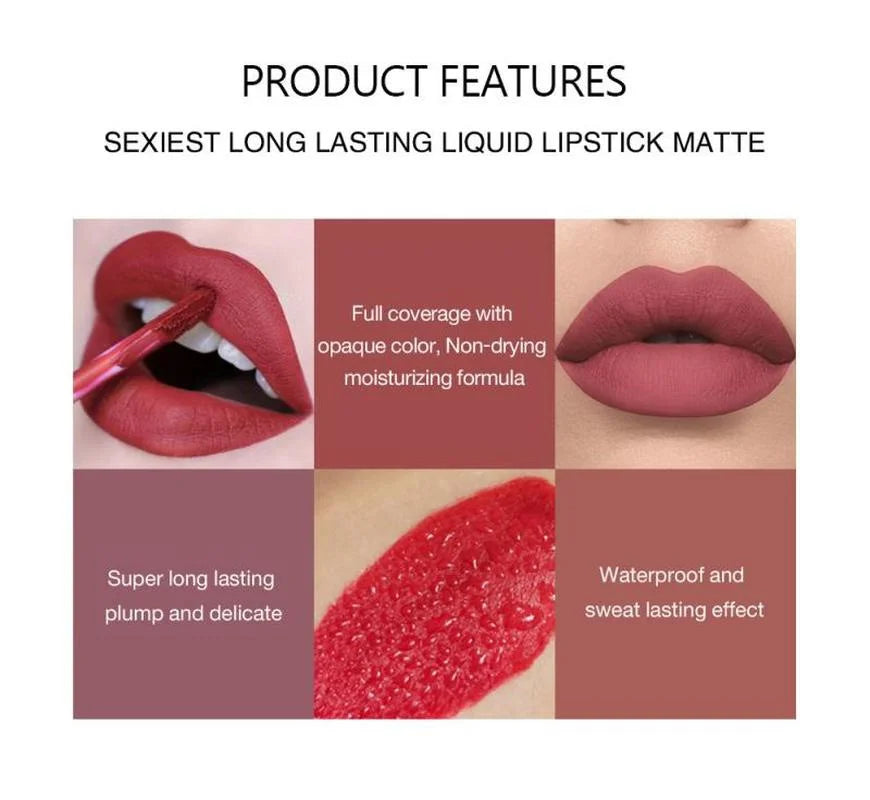 Long-Lasting Waterproof Matte Liquid Lipstick - 6