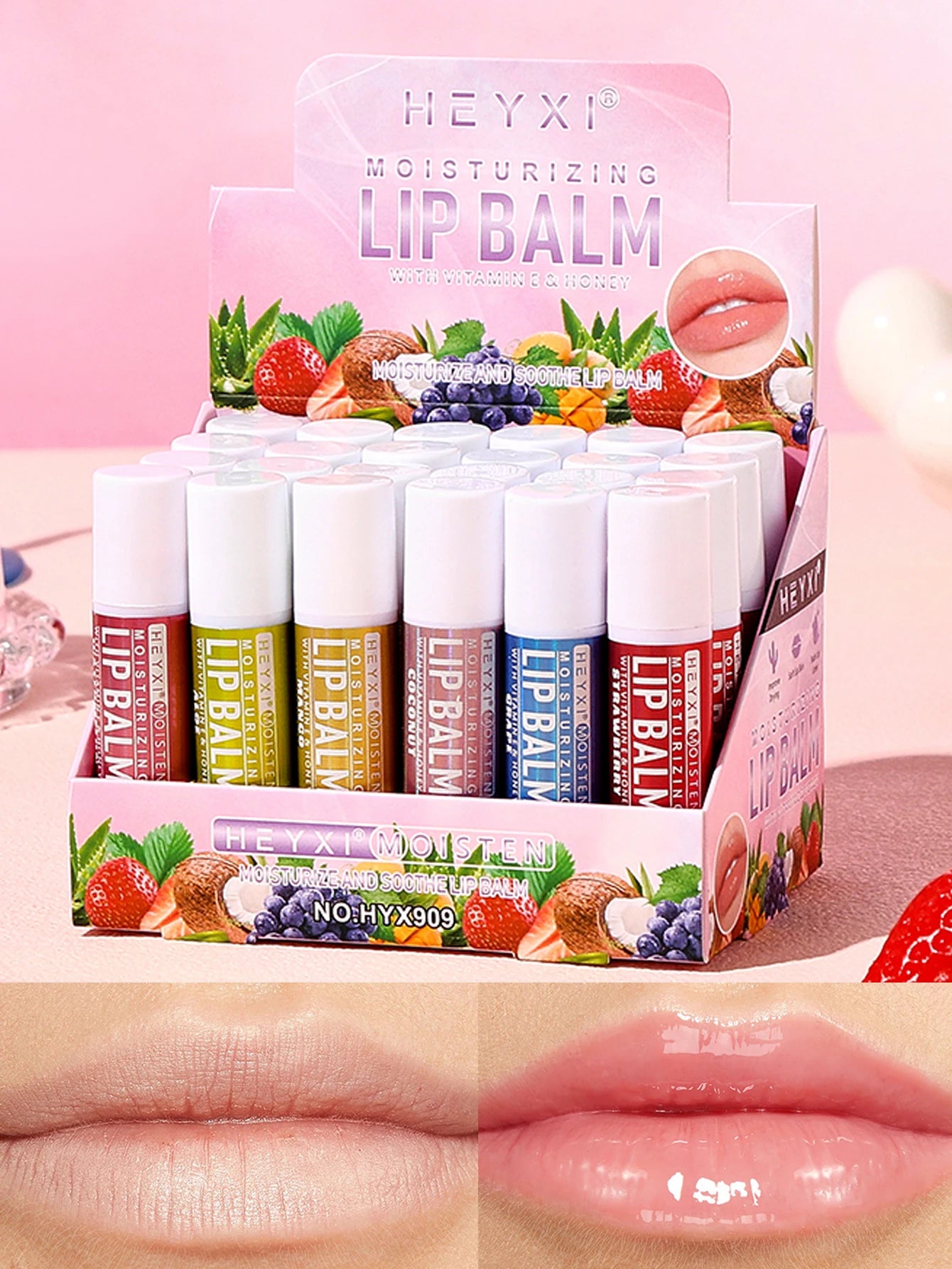 24-Piece Fruit Flavored Moisturizing Lip Balm Set - 7