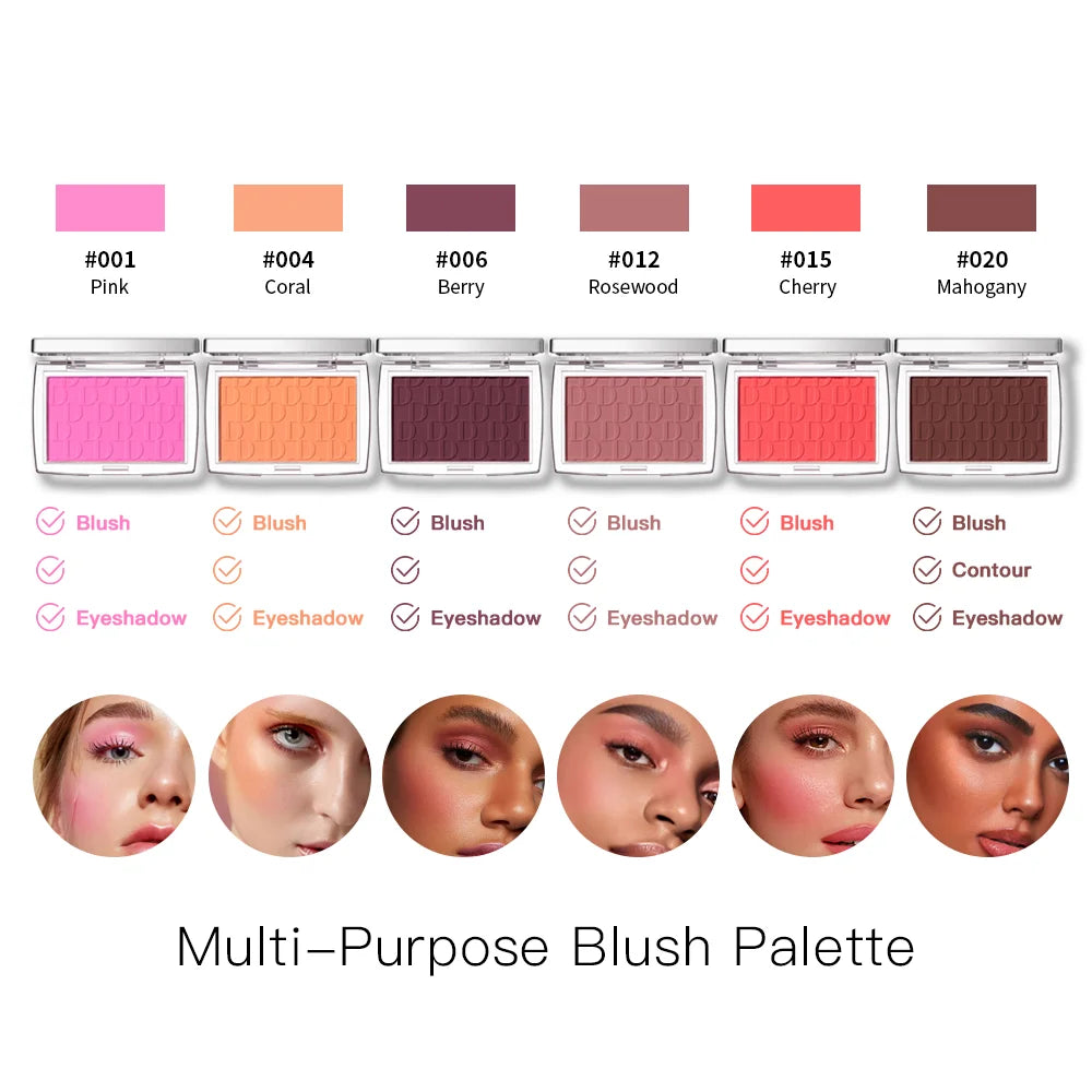 Matte Embossed Blush Palette with Professional Brush - 3
