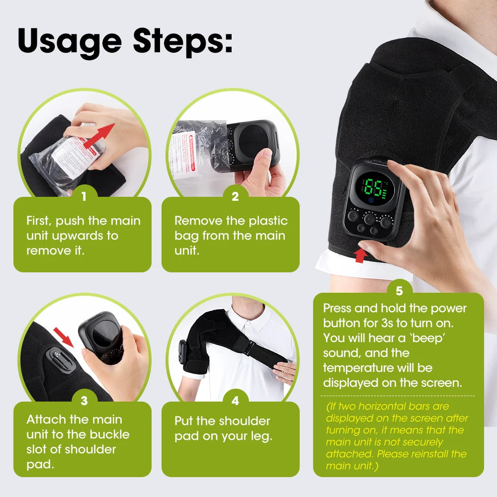 Cordless Heated Shoulder Massage Brace with App Control