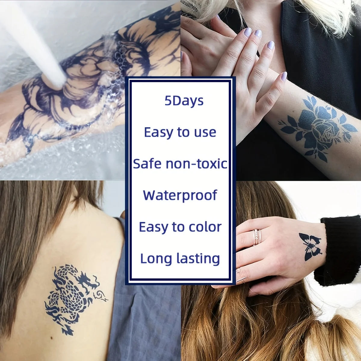 Temporary Tattoo Ink Kit with Stencils for DIY Body Art