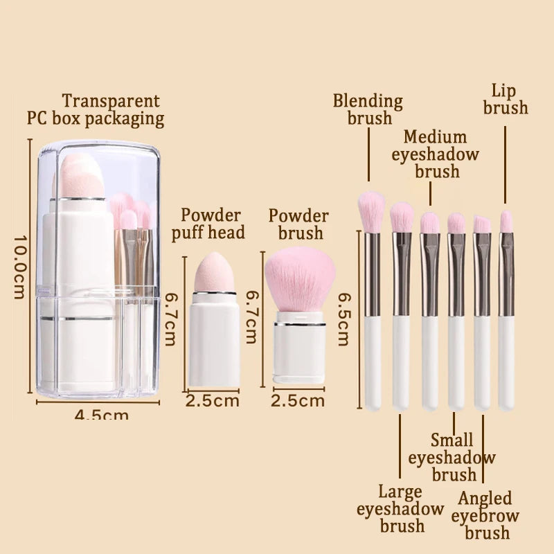 8-Piece Retractable Travel Makeup Brush Set - 7