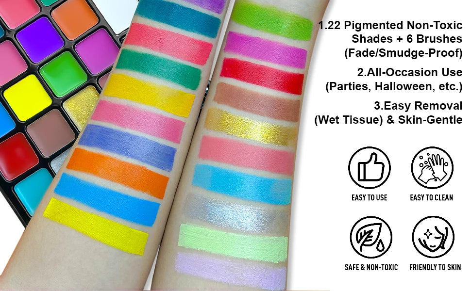 Professional Multi-Color Face and Body Paint Palette - 7
