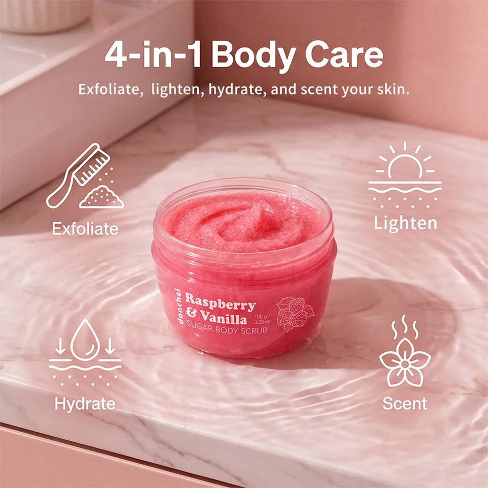 Raspberry Vanilla Sugar Body Scrub for Smooth Exfoliated Skin - 9