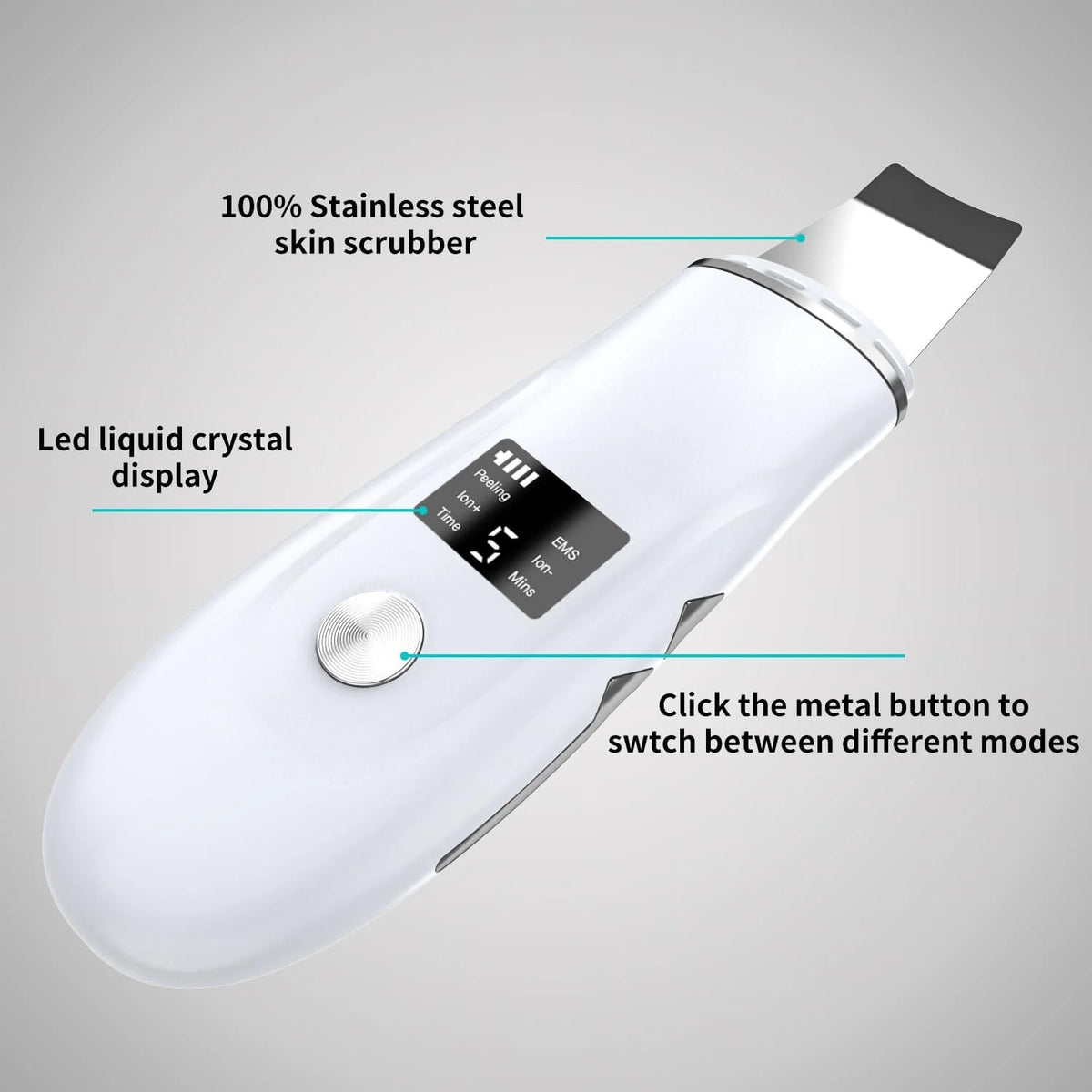 Ultrasonic Facial Skin Scrubber and Pore Cleansing Spatula