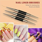 Dual-End Nail Art Liner Brush Set for Precise DIY Manicures