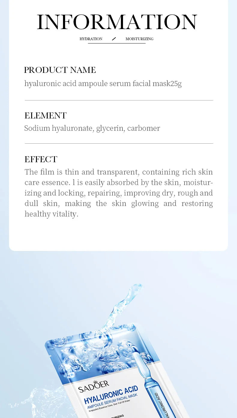 Hydrating Hyaluronic Acid Sheet Masks for Radiant Skin - 20