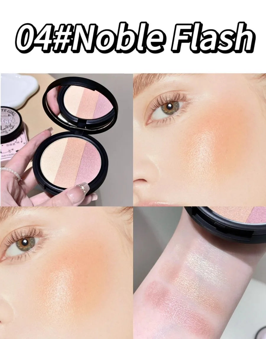 Triple-Tone Gradient Matte Highlighter and Blush Palette