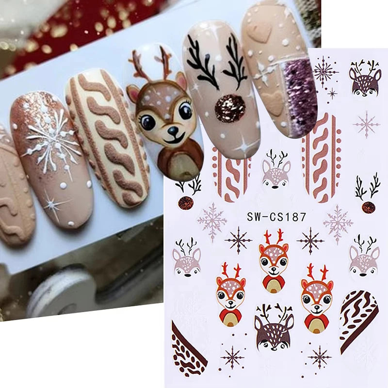 Festive Christmas Holiday Nail Art Decals
