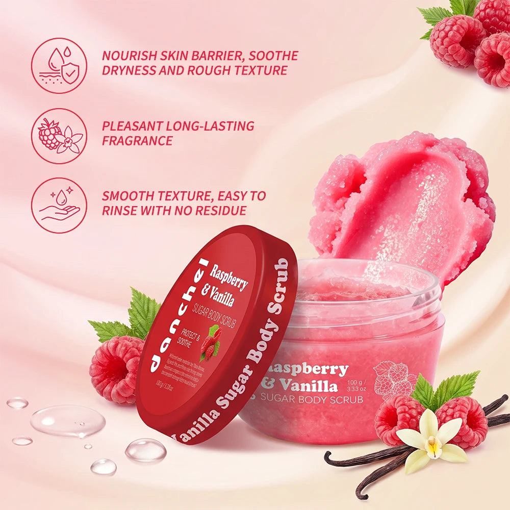 Raspberry Vanilla Sugar Body Scrub for Smooth Exfoliated Skin - 2