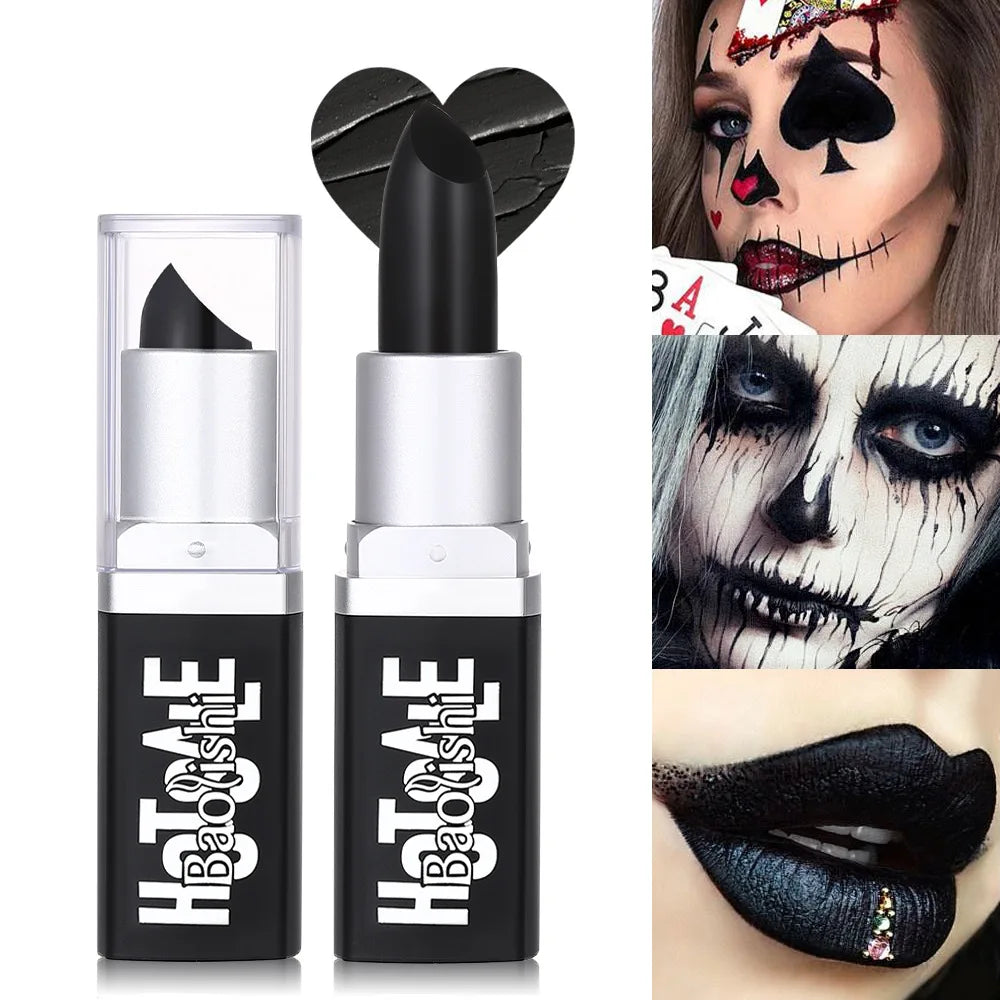 Matte Black Waterproof Lipstick for Halloween and Costume Makeup