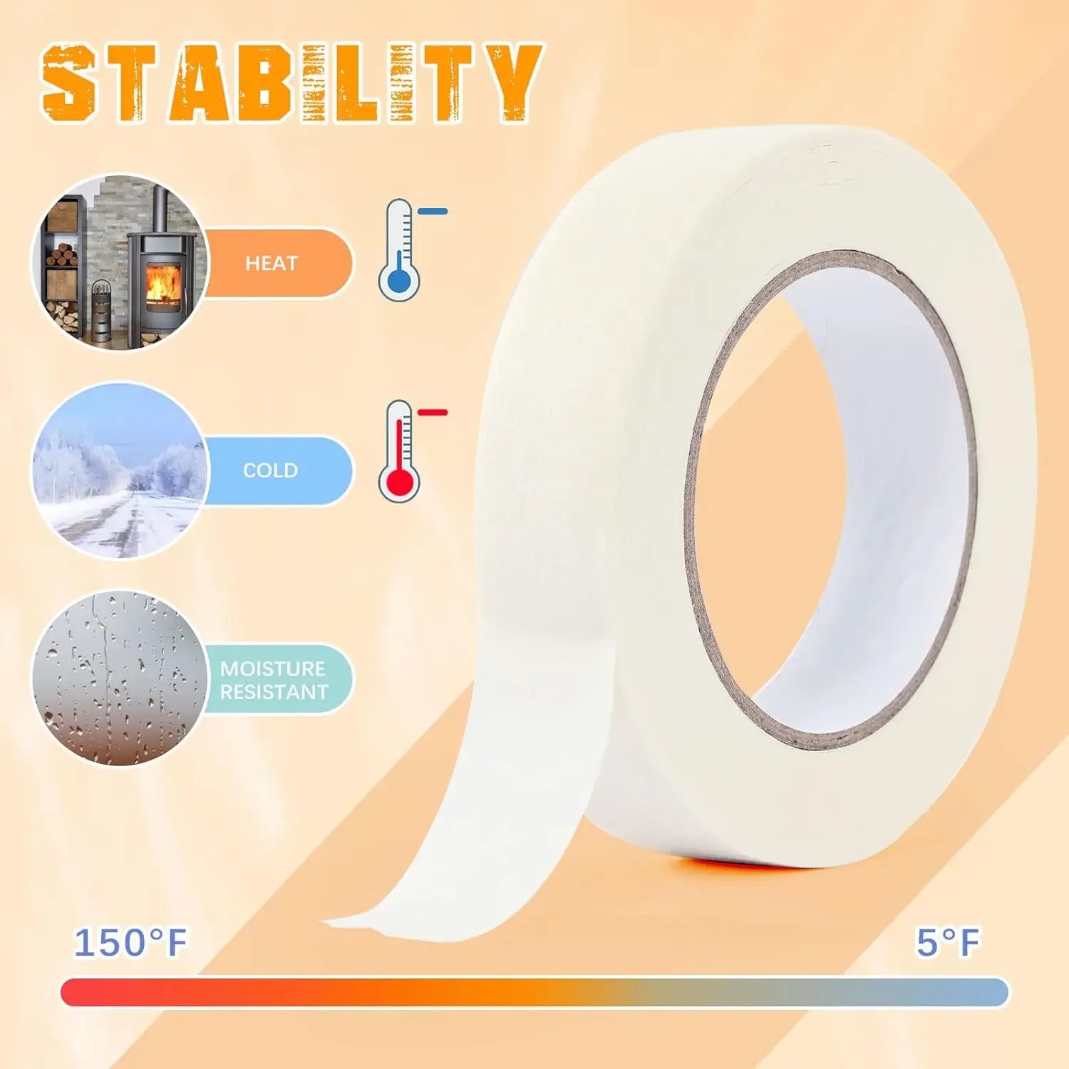 Residue-Free Crepe Paper Masking Tape for Painting and DIY Crafts - 13