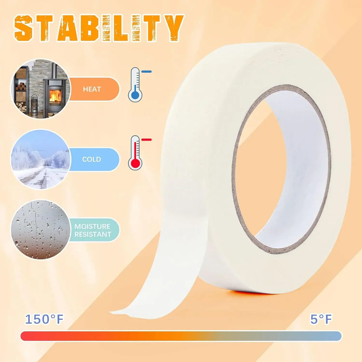 Residue-Free Crepe Paper Masking Tape for Painting and DIY Crafts