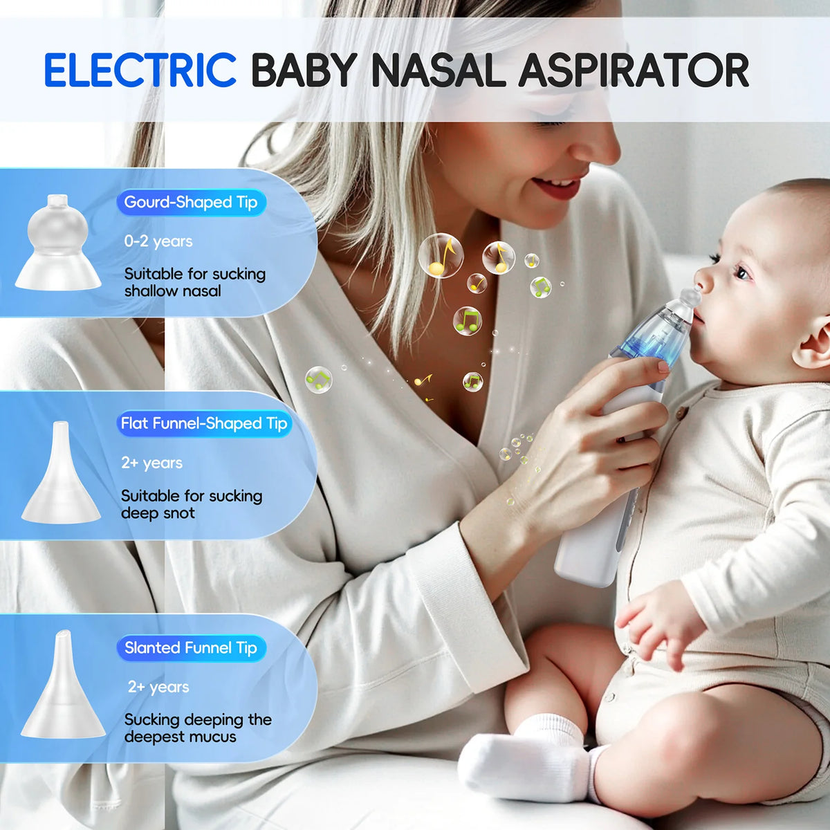 Electric Baby Nasal Aspirator with Music and 3 Suction Modes