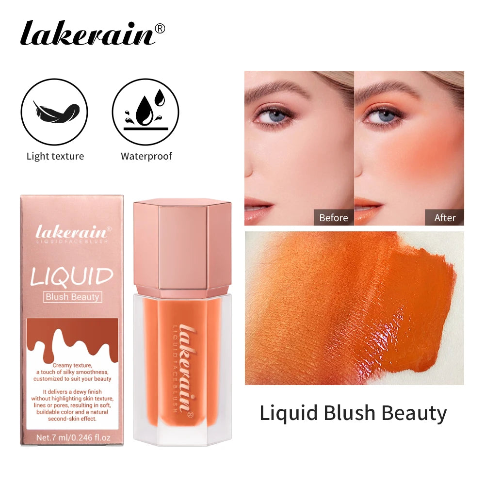 Waterproof Velvet Matte Liquid Blush with Mushroom Brush