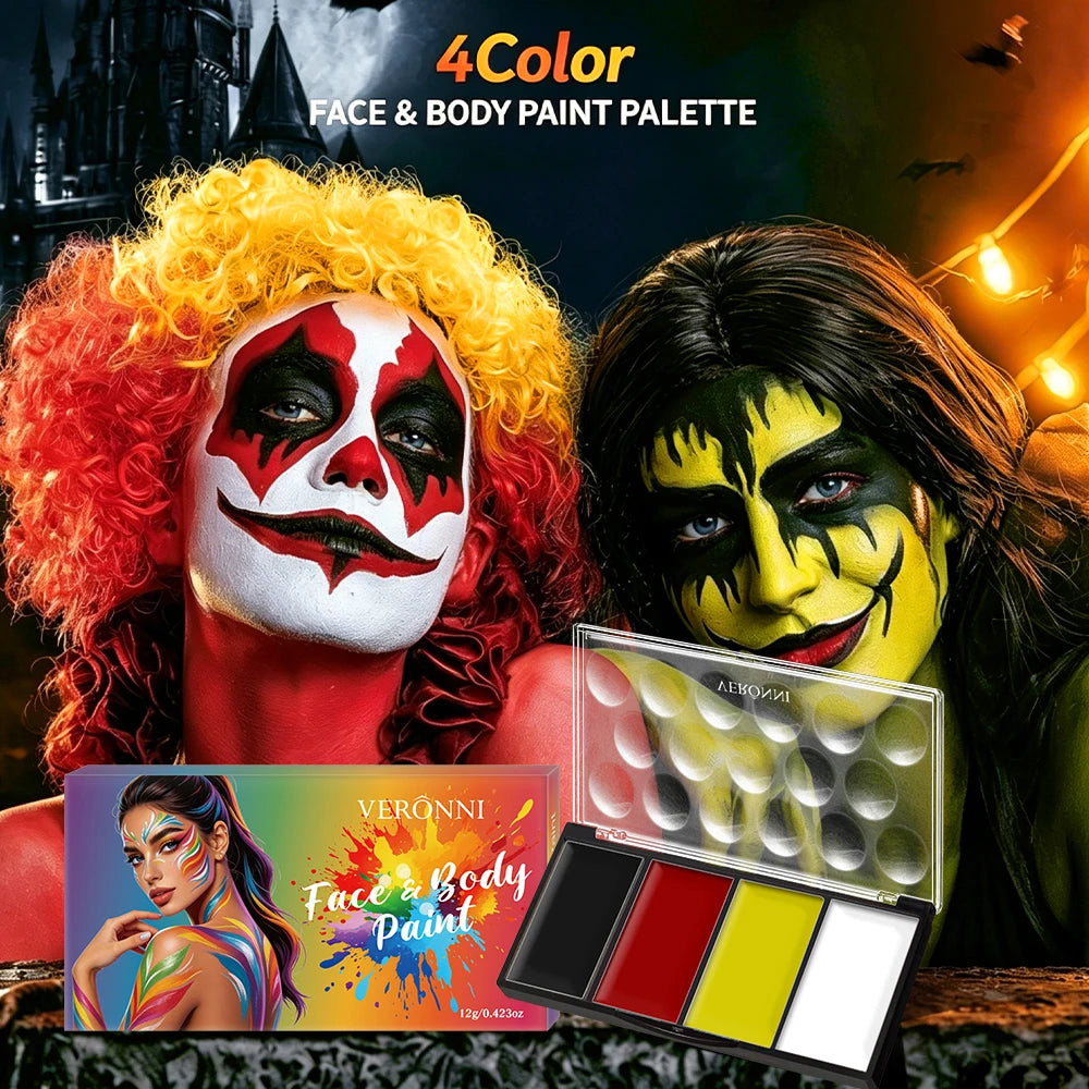 4-Color Professional Face and Body Paint Palette