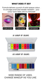 10-Color UV Glow Face and Body Paint Palette