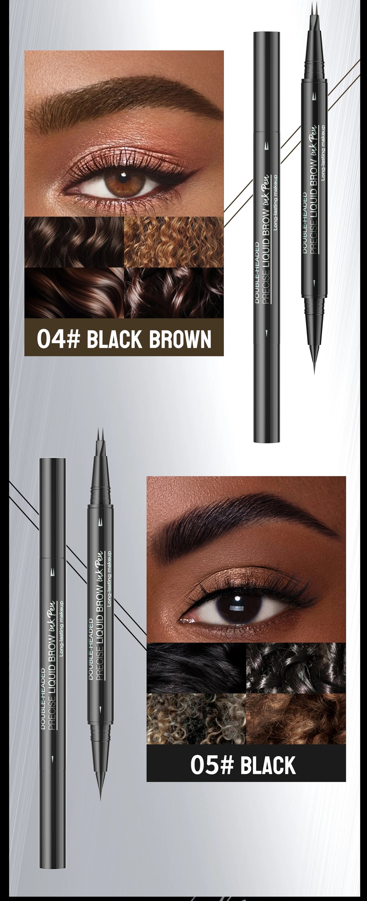 Double-Ended Waterproof Liquid Eyebrow Pen