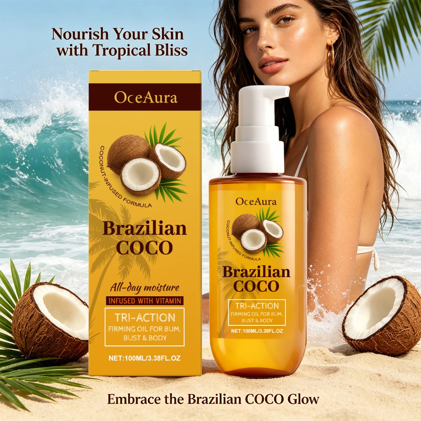 Coconut Body Firming Oil for Skin Hydration and Elasticity - 4