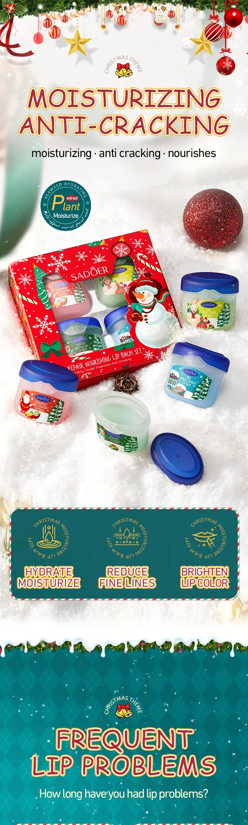 Hydrating Moisturizing Lip Balm Set for Dry Cracked Lips