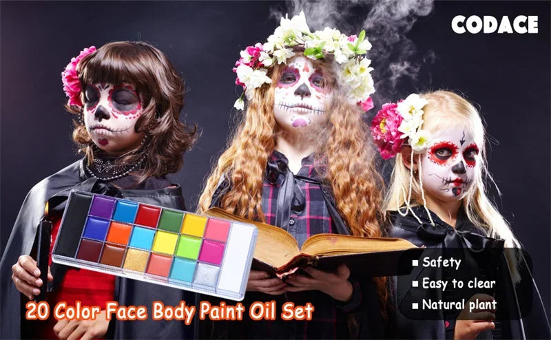 Professional 12-Color Face and Body Painting Kit with Setting Powder - 7