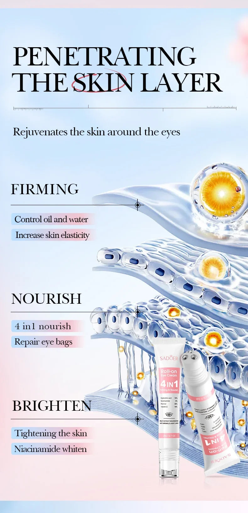 Retinol Anti-Aging Roll-On Eye Cream for Dark Circles