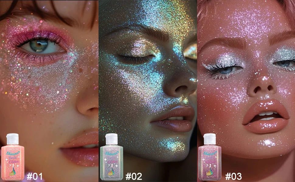 Waterproof Body Shimmer Glitter Gel for Face and Body