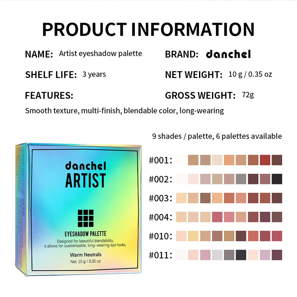 9-Color Professional Eyeshadow Palette for Daily and Party Looks - 18