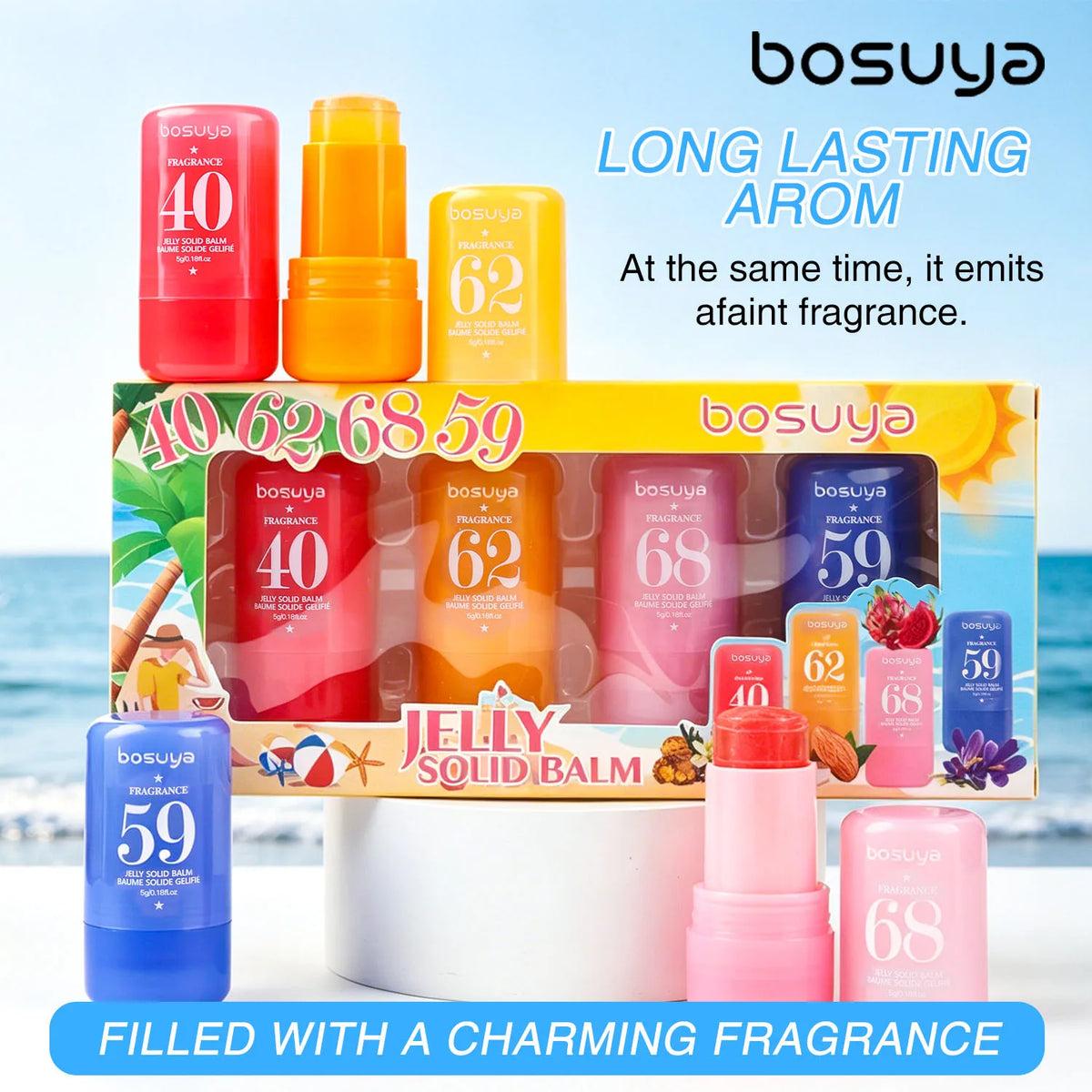 4-Pack Portable Jelly Solid Fragrance Perfume Stick Set