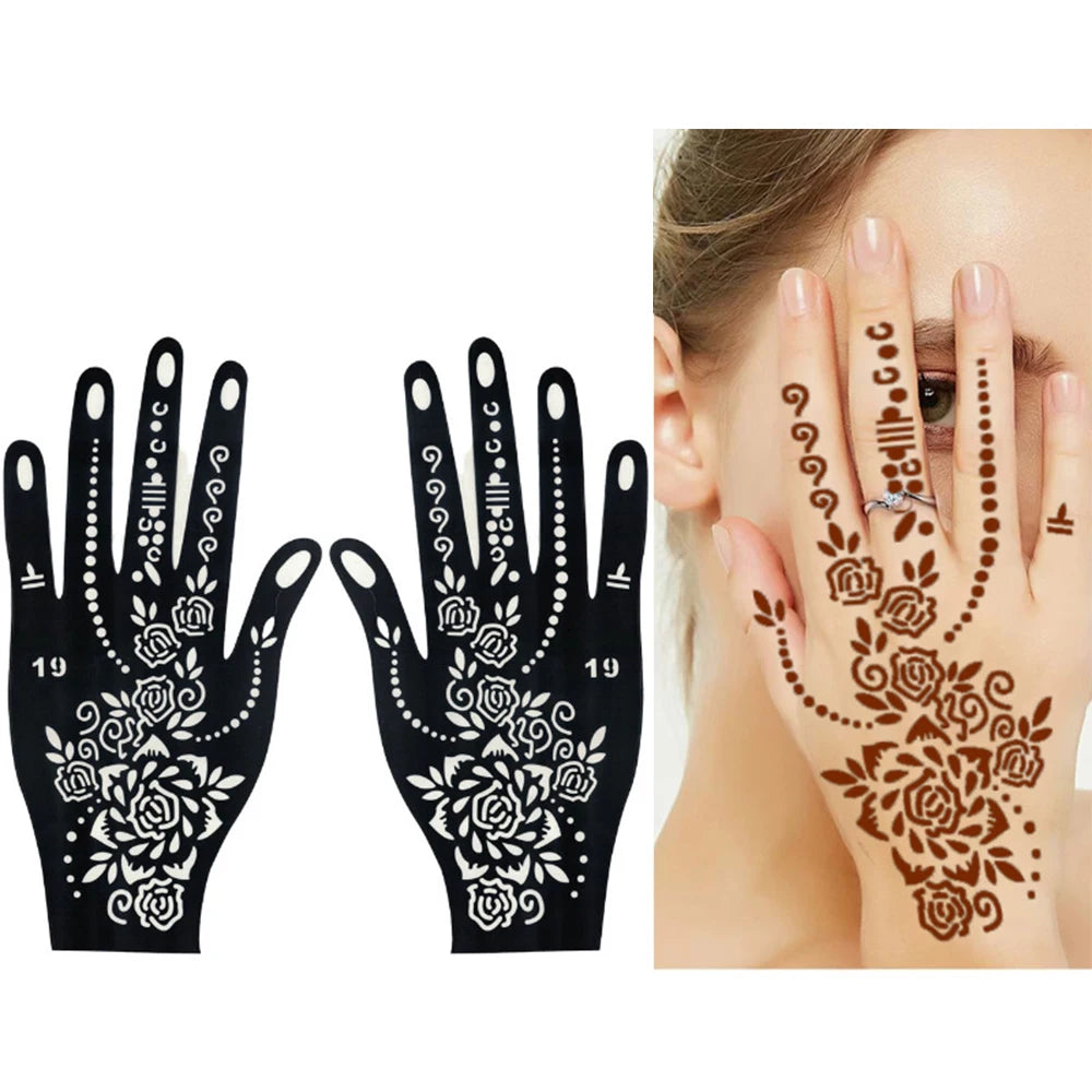 Temporary Henna Tattoo Kit with Stencils for DIY Body Art