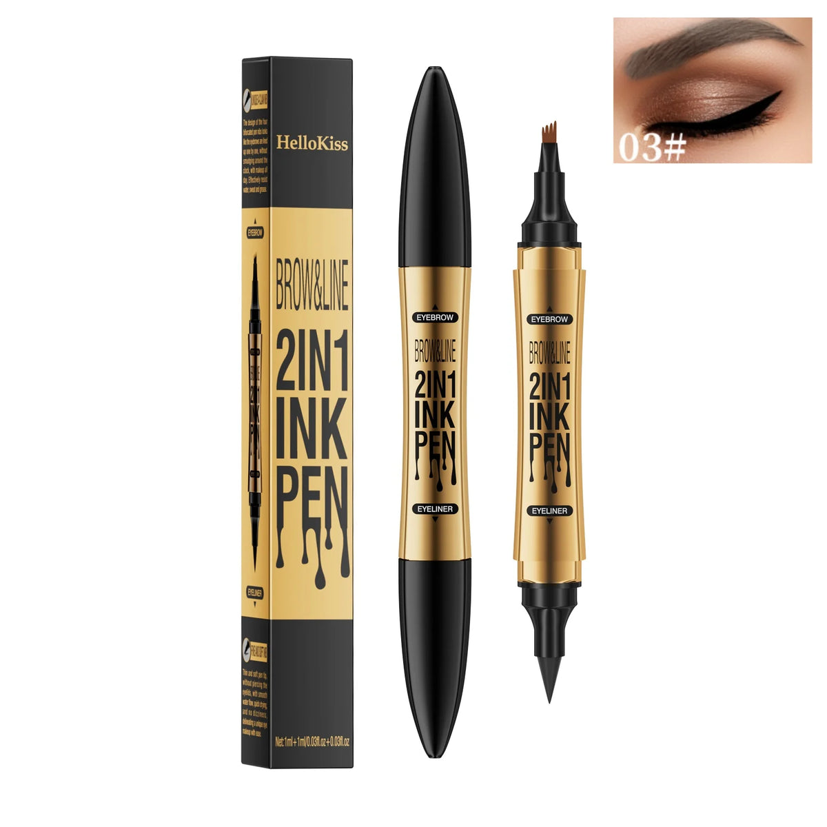 2-in-1 Waterproof Eyebrow Pen and Liquid Eyeliner
