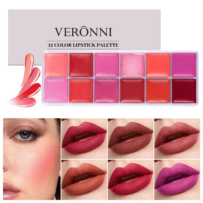 12-Color Moisturizing Lip Gloss Palette for Long-Lasting Makeup