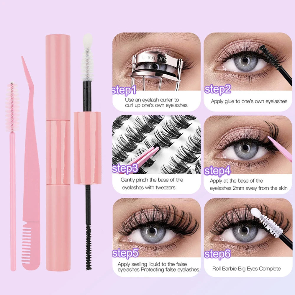 DIY Cluster Eyelash Extension Kit for Natural Wispy Look